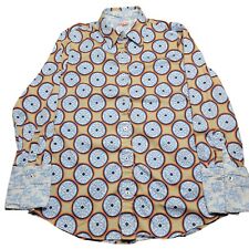 Tizzie Shirt Womens XL Button Down Geometric Print Contrast Cuff Stretch Top LS picture