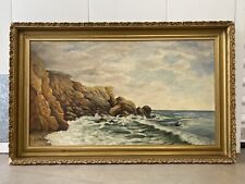 🔥 Fine Antique Old American Impressionist Seascape Oil Painting, Bradshaw 1890s picture