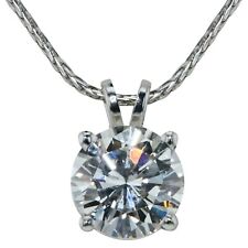 1 ctw Solitaire Real Diamond Pendant Necklace 14K White Gold picture