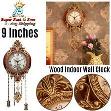 Retro Style Vintage Wood Analog Wall Clock Swinging Pendulum Quartz Decor 9