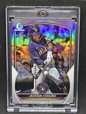 Jackson Chourio RARE ROOKIE REFRACTOR INVESTMENT CARD SSP BOWMAN CHROME ROY picture