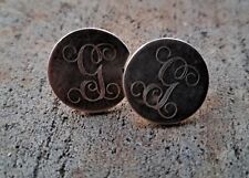 Vintage Sterling Silver Made In Mexico 925 Round Monogram Earrings 11.5 G picture