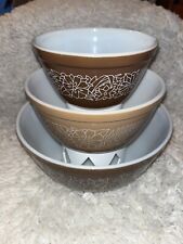 Vintage Pyrex Woodland Brown Nesting Mixing Bowls Set of 3- 401 402 403 picture
