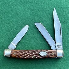 Vintage Schrade NY USA 834 Stockman Jigged Delrin Trailmaster Pocket Knife picture