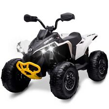 Licensed BRP Can-am 12V Kids Ride-On Electric ATV Quad Car Toys w/ Remote White picture