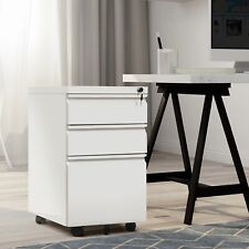 Metal 3-Drawer File Cabients Home Office Filing Storage Cabinets on Wheels&Lock picture