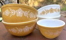 Vintage (5pc.) PYREX • Butterfly Gold & White Nesting Bowls • NEW •  NEVER USED picture