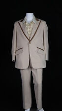 Vintage 70s Palm Beach Formals Men’s 46 L Beige Ivory 3 Piece Tuxedo Pants Suit picture