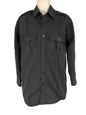 Galls Mens Large Uniform  Shirt Black Heavy Long Sleeve Button Up  Pockets picture