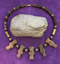 ARTISAN-MADE PRE-COLUMBIAN GOD NECKLACE-OLD CLAY BEADS 17.5