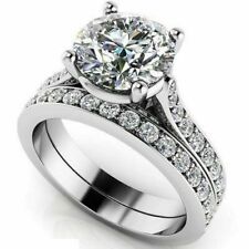 3.30Ct Round Cut Lab Created Diamond Engagement Bridal Ring Sets 14K White Gold picture