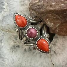 Carolyn Pollack Sterling Silver 2 Orange & 1 Purple Spiny Oyster Ring For Women picture