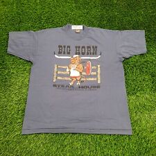 Vintage 90s Funny Beefy Bull Big-Horn Steak-House Shirt XL-Short 23x27 Blue USA picture