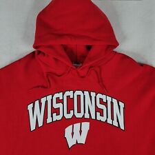 Vintage Wisconsin Badgers Sweatshirt Hoodie 2XL Red White College Football Mens  picture