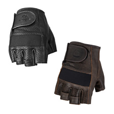 2024 Highway 21 Jab Half Perforated Fingerless Leather Street Motorcycle Gloves picture