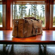 Men's Leather Gym Travel Luggage Duffel Genuine 24'' Vintage Brown Bag picture