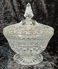 Vintage Mid 60s Wexford Candy/Nut/Mint Dish with Lid. Diamond Pattern Glass picture