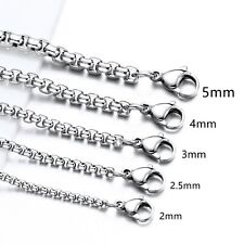 WHOLESALE 1.5-5mm Woman Man 316L Stainless Steel Square Rolo Box Chain 16-36'' picture