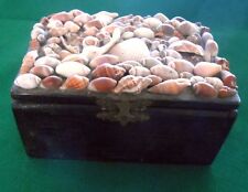 Fiji Sea Shell Art Shell-Work Jewelry Trinket Souvenir Box w/ Coins and Shells picture