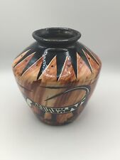 Vintage Maw Paw Az 70's Glazed Hand Painted Animal Vase Signed  7.5