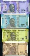 India, Set of 4 Notes 100,50,20,10 Rupees, Latest Issue Banknote, UNC picture