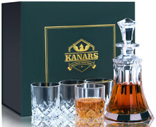 KANARS Crystal Whiskey Decanter Set w/ 4pcs Liquor Scotch Glass Men Dad Gift picture