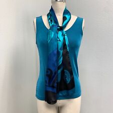 Chico's Travelers Knit Top with Matching Silk Scarf Women's 1 Sleeveless Blue picture