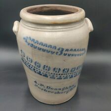 A.P. Donaghho Parkersburg WV 3 gallon Crock 3g Salt Glaze Storage Container Jar picture