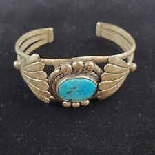 Vintage Original Handmade Navajo Turquoise Silver Cuff Bracelet 41g  picture