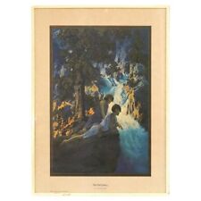 Art Deco Maxfield Parrish “Waterfall” Edison Mazda Calendar Top Print C1970 picture