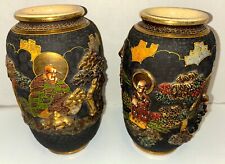 Pair Matching Antique Satsumsa Vases marked Showa circa 1900 picture
