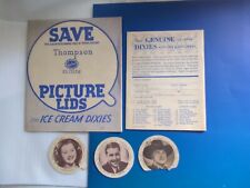 Vintage 1950's Thompson Ice cream Lids Paper Work & 3 Lids, HOPALONG CASSIDY & picture