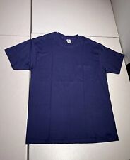 Hanes T Shirt Men’s XL 46 - 48 Blue Single Stitch Cotton Blank 90's NOS Vintage picture