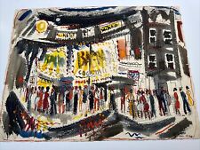 MID CENTURY PAINTING CHICAGO CLUB STREET SCENE BLACK AMERICANA LISTED SILVERMAN picture
