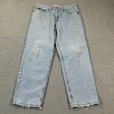 VTG Lee Dungaree Jeans Mens Size 36x30 Light Blue Relaxed Fit Straight Legs y2k picture