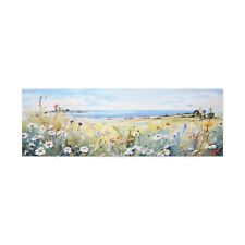Flowers Beach Art Print Ocean Travel Wall Art Panoramic Nautical Muted Canvas picture