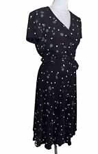 Vintage David Warren New York Black Polka Dot Knee Length Layered Dress Size 10 picture