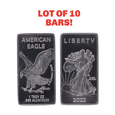 Ten (10) Troy OUNCE OZ .999 Pure Walking Liberty Aluminum American Eagle Bars picture