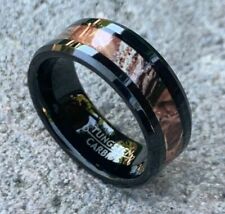 8mm Men's or Woman Tungsten Carbide Military camouflage Inlay Wedding Band Ring picture