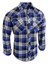 Plaid Shirt Mens Western Country Flap Pockets Triple Snap Cuffs TRUE FIT Casual picture