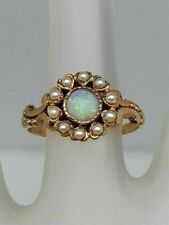 2CT Round Genuine Fire Opal Antique Victorian Women Ring 14k Yellow Gold Plated picture