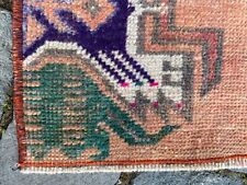 Turkish floor rug, Vintage small rug, %100 wool handmade, Doormats 1,1 x 2,6 ft picture