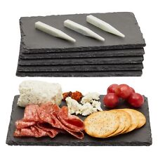 6 Pack Mini Slate Charcuterie Boards with Chalk, Individual Stone Plates, 6x9 in picture