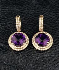 Amethyst & Diamond Gold Earrings 10k Natural Stones picture