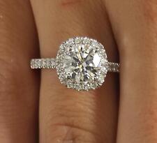 1.8 Ct Pave Halo Round Cut Diamond Engagement Ring I1 E White Gold 14k picture