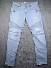 Hudson Men's Blinder Biker Ripped Moto Skinny Jeans Size 38x35 Button Fly picture