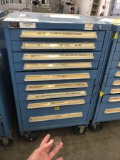 LYON WHEELED STORAGE CABINET TOOL BOX 9-DRAWER 30 X 28 X 52 STEEL BLUE USED #8 picture