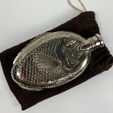 Vintage Antique TOWLE Silversmiths Silverplate Fish Liquor Pocket Flask w/ Bag picture