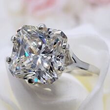 RARE 7 Ct Certified Radiant Cut Solitaire Off White Diamond 925 Silver Ring picture