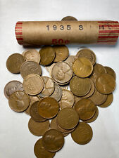 1935-S  LINCOLN WHEAT CENT PENNY ROLL 50 coins Good to Fine condition picture